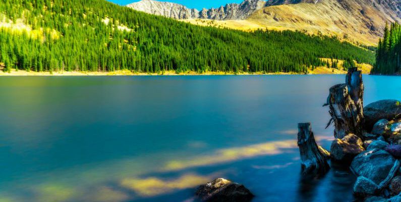 Rockies - Scenic View Of The Mountains With Green Pine Trees Beside Calm Body of Water