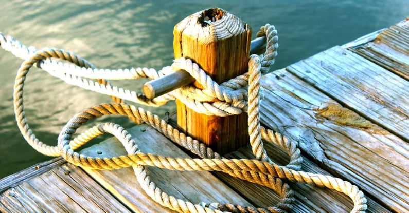 Harbor - Brown Wooden Dock With Post Tied With Brown Rope