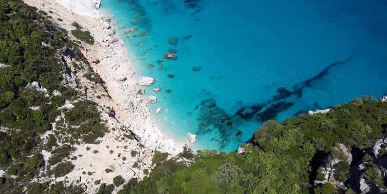 Sardinia - Aerial Photography of Sea Water and Cliff